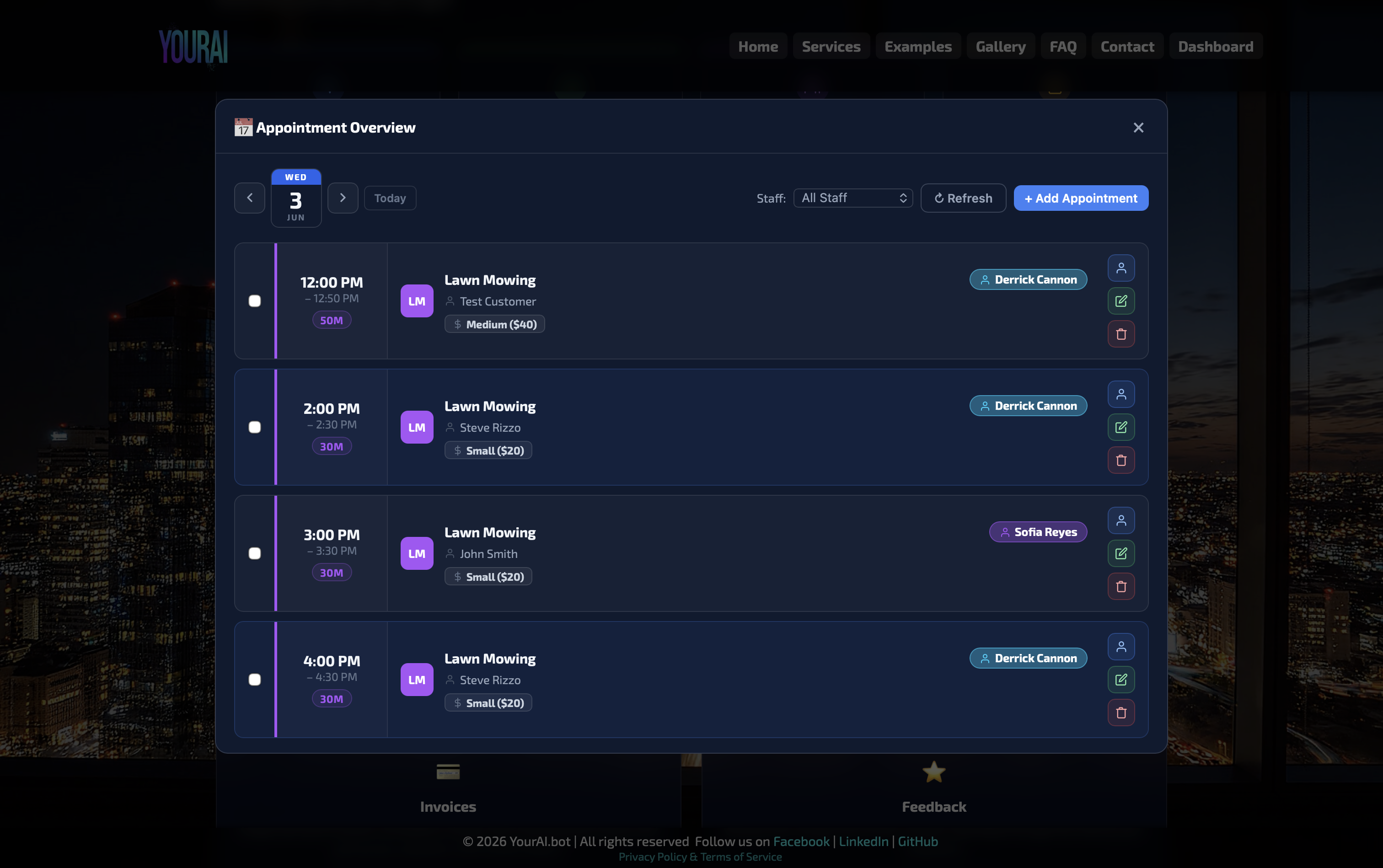 In-app appointment edit and reschedule interface